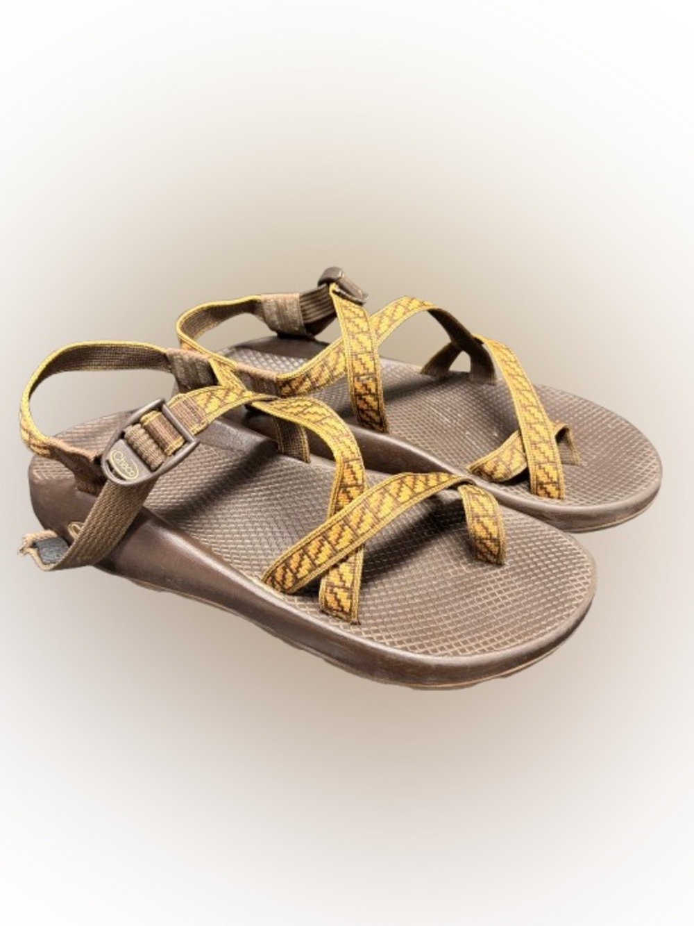 Chaco Men’s Z/Cloud Sandals Size 12 Brown Yellow Tribal Strappy Hiking